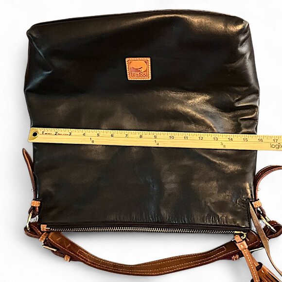 Dooney & Bourke Mckenkie Hobo Black & Brown Leather Bag Zipper, Tassel, Shoulder - Picture 10 of 16